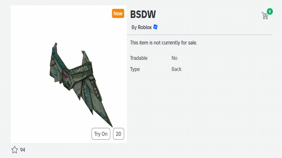 O item BSDW em Roblox