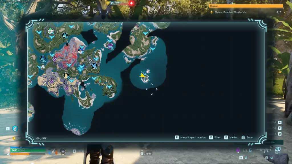 Localização da Ilha do Sol no Mapa de Palworld