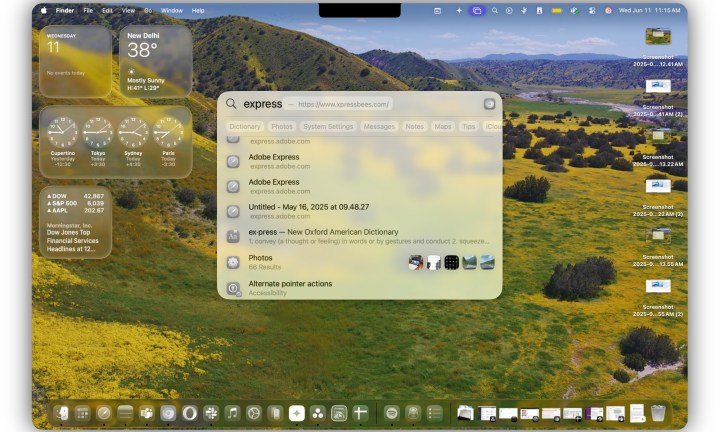 Interagindo com o Spotlight no macOS Tahoe.