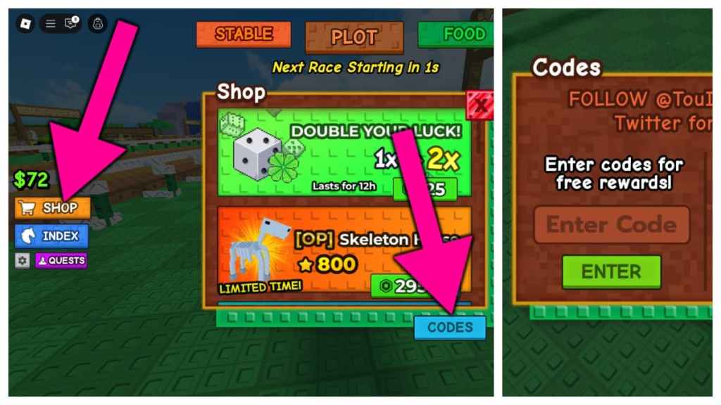 Como resgatar códigos de Horse RNG.