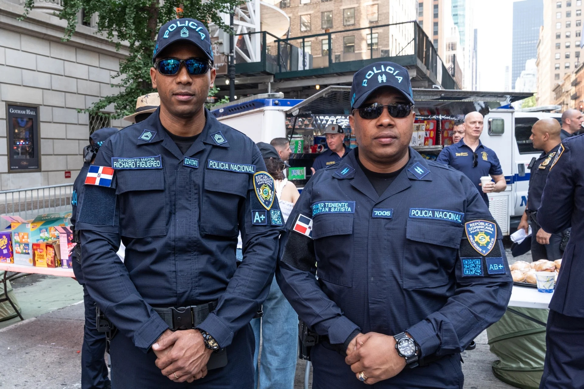 Police officers from Dominican Republic participate in 43rd Annual Dominican Day Parade on 6th Avenue in Manhattan, New York, NY on August 10, 2025.