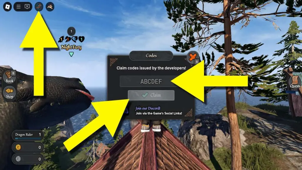 Como resgatar códigos de Como Treinar o Seu Dragão Roblox