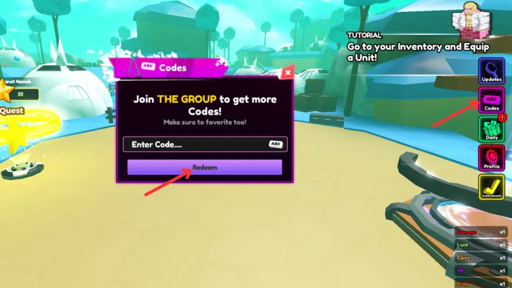 Resgatar códigos de Anime Leveling