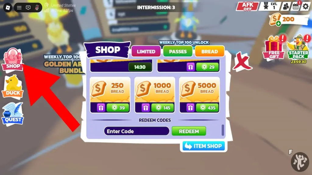 How to redeem codes in Duck Duck